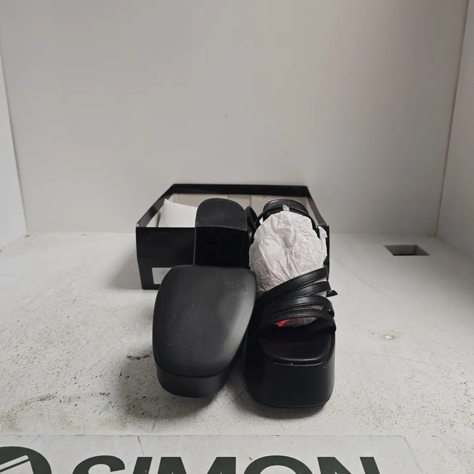 KOI WOMEN'S BLACK PU PLATFORM SANDALS – STYLE DBP52, UK SIZE 6