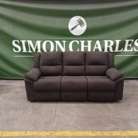 ALBION FABRIC 3 SEATER HIGH BACK MANUAL RECLINER SOFA - CHARCOAL