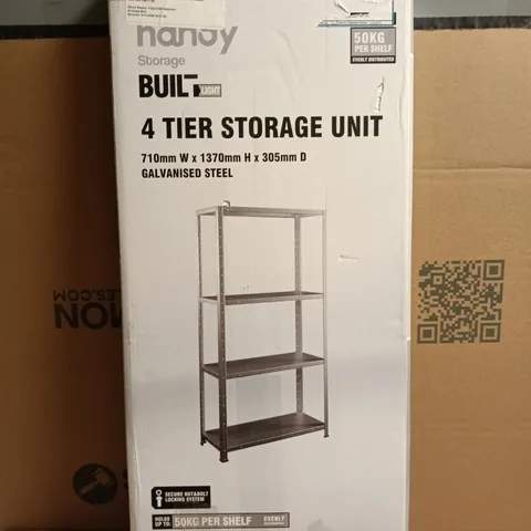 BOXED HANDY STORAGE BUILT 4-TIER GALVANISED STEEL STORAGE UNIT