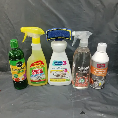 APPROXIMATELY 10 ASSORTED HOUSEHOLD PRODUCTS TO INCLUDE ELBOW GREASE, STAIN REMOVER, LIQUID FEED ETC - COLLECTION ONLY 