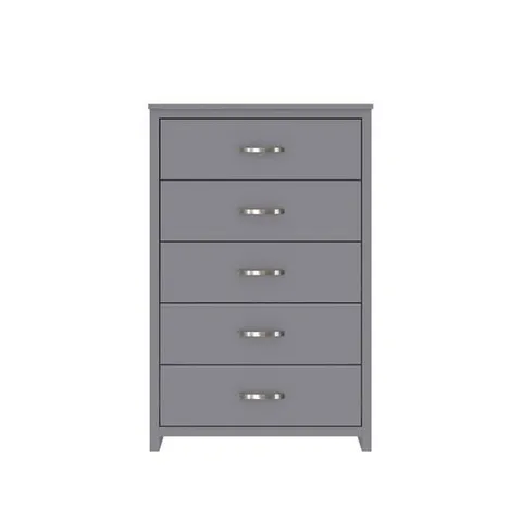 BOXED ELY 5 DRAWER CHEST - GREY (1 BOX)