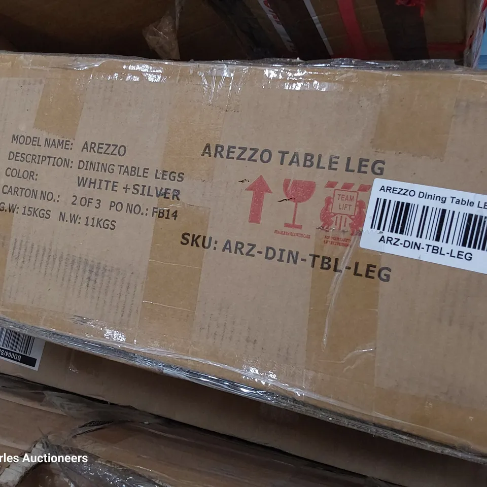 PALLET OF BOXED UPHOLSTERED EASY CHAIR BASES & BACKS, DINING TABLE LEGS & DINING CHAIR BACKS