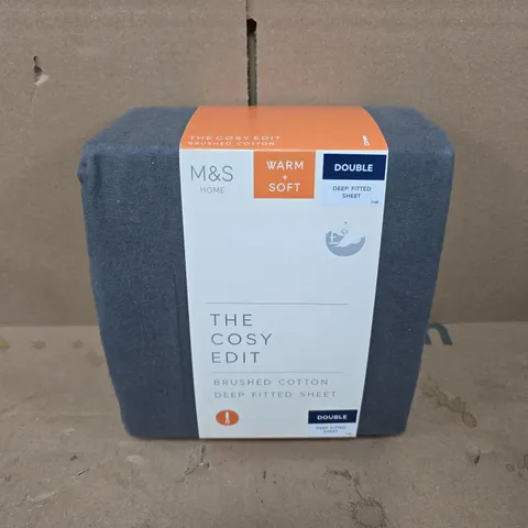 M&S HOME THE COSY EDIT BRUSHED COTTON DEEP FITTED SHEET – DOUBLE