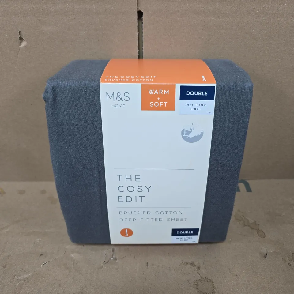 M&S HOME THE COSY EDIT BRUSHED COTTON DEEP FITTED SHEET – DOUBLE