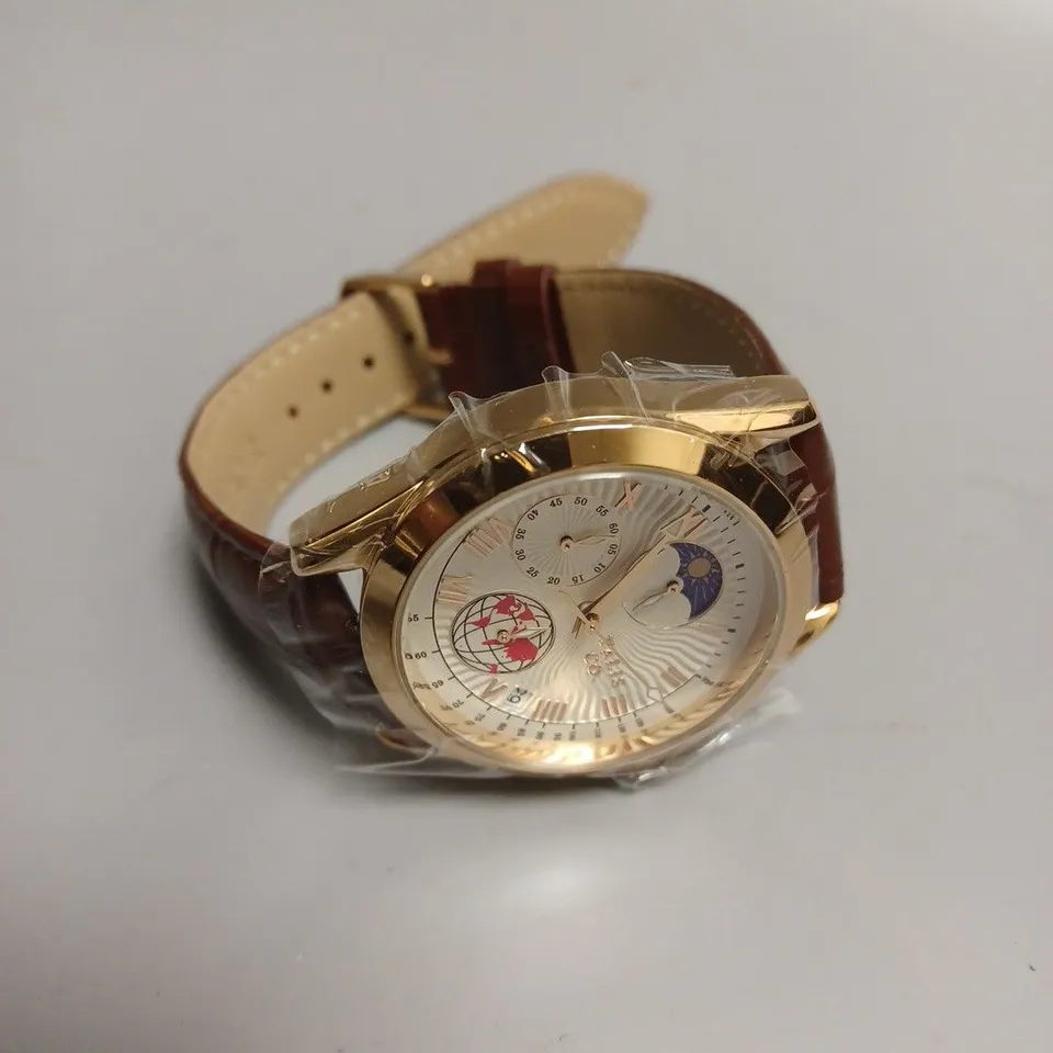 MENS TALIS CO 7120 CHRONOGRAPH WATCH – MOON PHASE MOVEMENT – GENUINE LEATHER STRAP