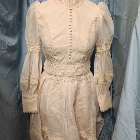 CIDER CREAM DRESS, UK 8 (US 4, EU 36), SIZE S β LACE-TRIMMED, VICTORIAN-INSPIRED