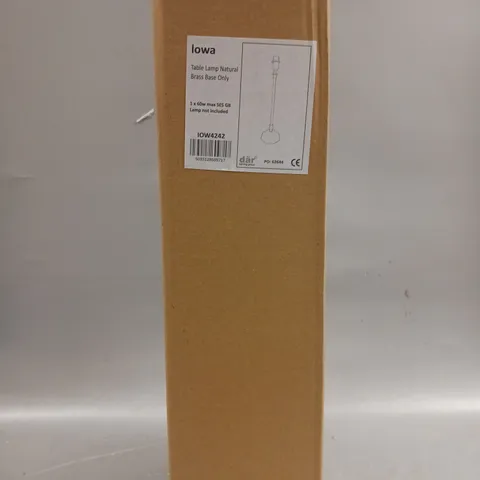 BRAND NEW BOXED DAR LIGHTING IOWA TABLE LAMP NATURAL BRASS BASE