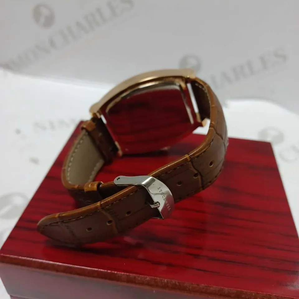 STOCKWELL ROSE GOLD DIAL BROWN LEATHER STRAP WRISTWATCH 