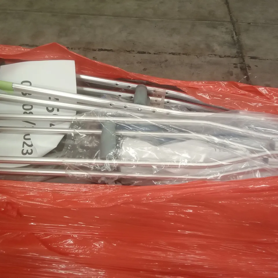 PALLET OF ASSORTED ITEMS INCLUDING STREAM PRESSURE WASHER, AIR COOLER, CRUTCHES 