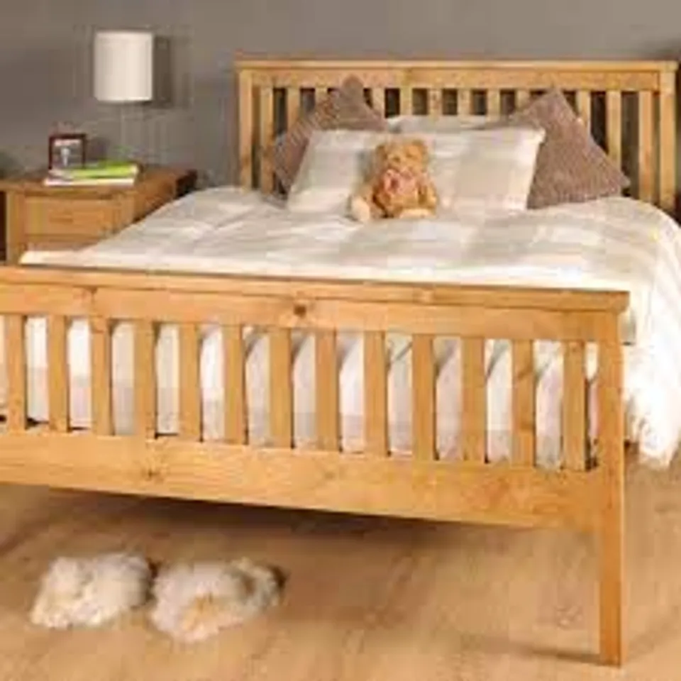 BOXED AADI BED FRAME DOUBLE - CARAMEL
