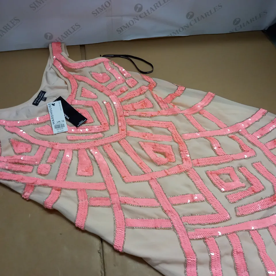 WAREHOUSE BY SPOT LIGHT HAND EMBELLISHED DRESS - UK 12