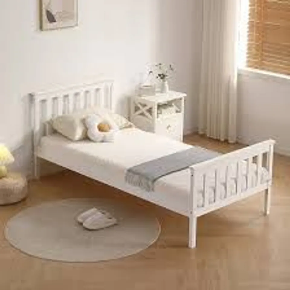 BOXED 3FT ATLANTIS HIGH FOOT BED FRAME - WHITE (1 BOX)