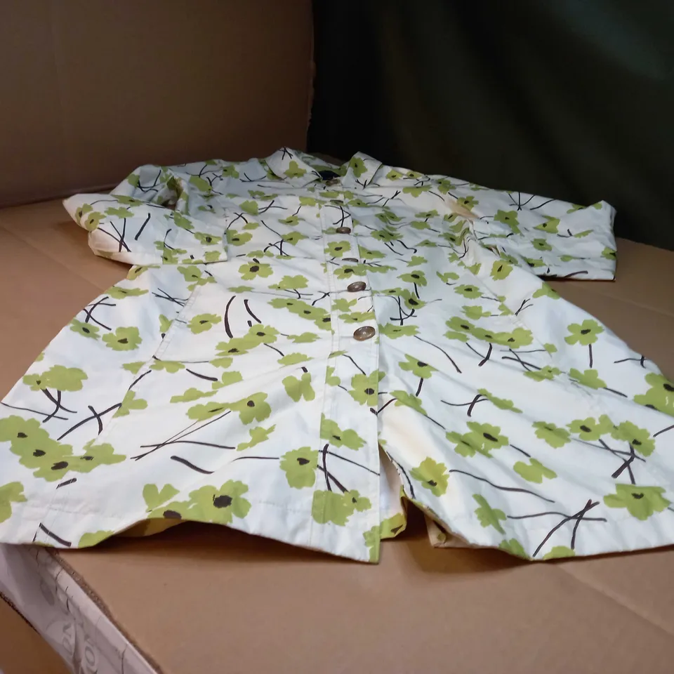 LANDSEND LARGE FLORAL PRINT TRENCH COAT - SIZE 10/12