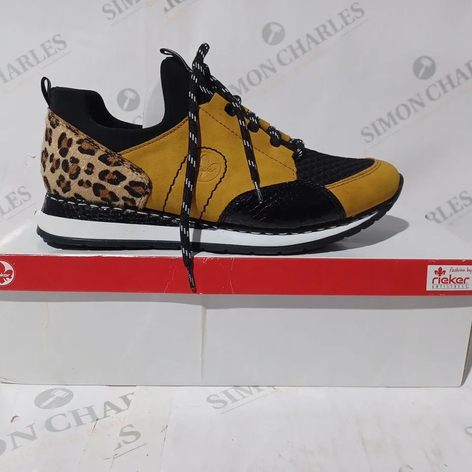 BOXED RIEKER TRAINERS YELLOW, BLACK AND WHITE SIZE 6