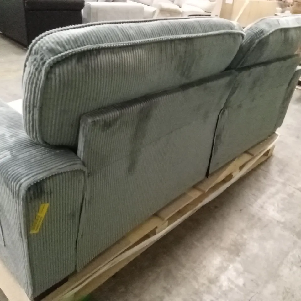 MODERN 220cm 3-SEATER CORDUROY SOFA WITH ULTRA-WIDE SQUARE ARMRESTS, CUP HOLDERS AND STORAGE POCKETS - GREY