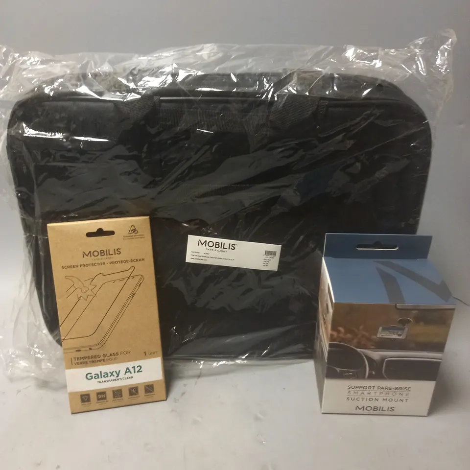 APPROXIMATELY 15 ASSORTED TABLET & PHONES CASES TO INCLUDE MOBILIS SUCTION MOUNT, MOBILIS THEONE BASIC BRIEFCASE CLAMSHELL ZIPPED POCKET (14-15.6"), MOBILIS TEMPERED GLASS SCREEN PROTECTOR, ETC