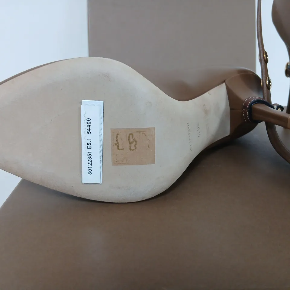 BOXED BURBERRY AMBER BROWN 105MM PUMP HEELS, UK 3.5 (WOMEN)