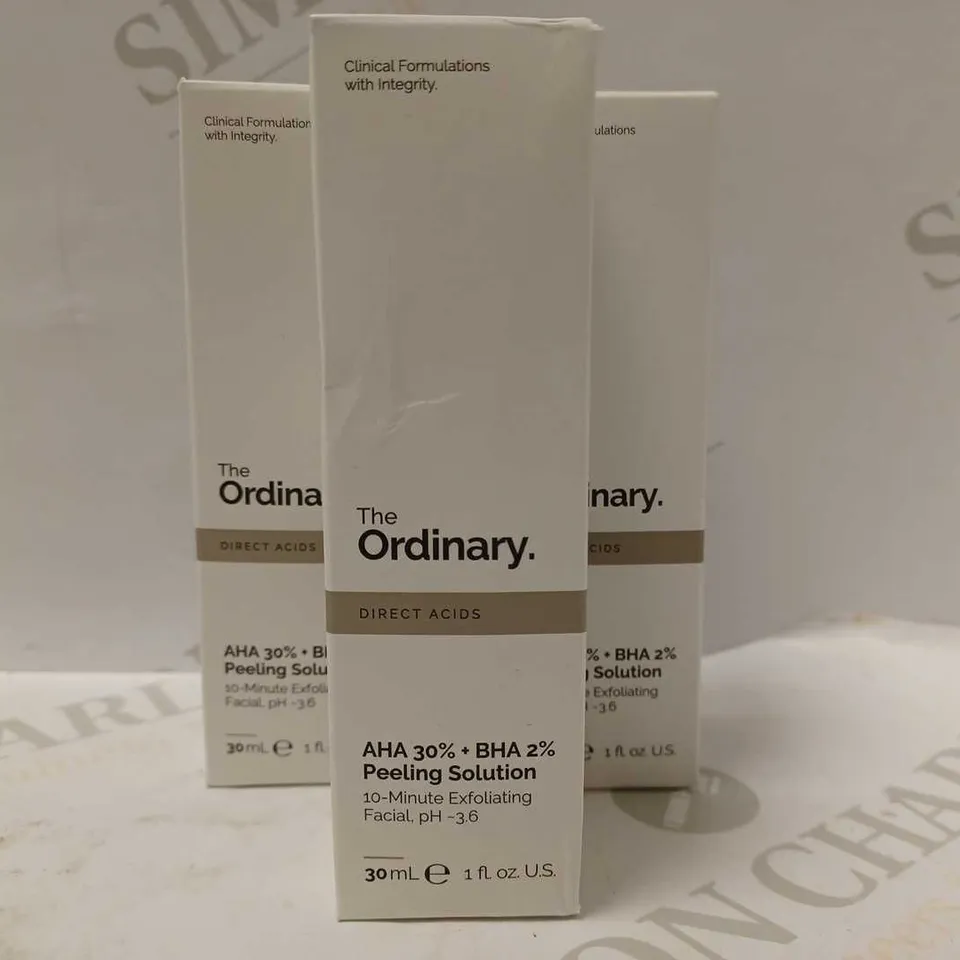 LOT OF APPROX 6 X 30ML THE ORDINARY AHA 30 BHA 2 PEELING SOLUTION