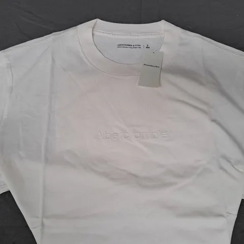 ABERCROMBIE & FITCH HEAVYWEIGHT POLISHED T-SHIRT IN OFF-WHITE SIZE SMALL