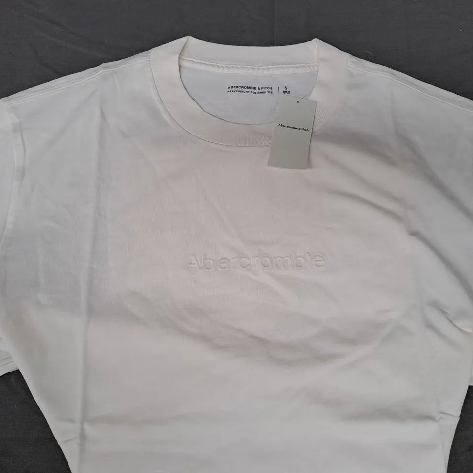 ABERCROMBIE & FITCH HEAVYWEIGHT POLISHED T-SHIRT IN OFF-WHITE SIZE SMALL