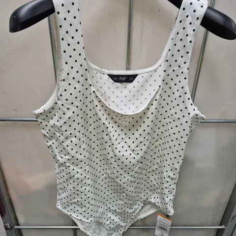 UK 16 Tesco F&F White Polka Dot Bodysuit