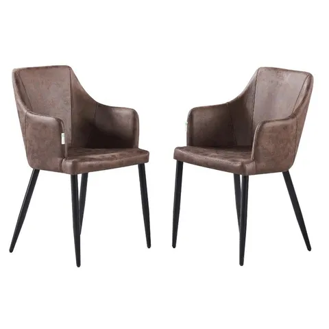 BOXED LEHMANN FAUX LEATHER DINING CHAIRS - ERGONOMIC BACK WITH STRONG METAL LEGS