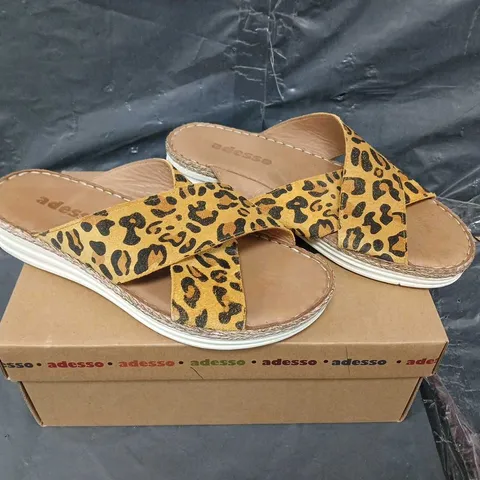 BOXED PAIR OF ADESSO BAMBAM PRINTED SUEDE WRAP SANDAL - UK SIZE 39