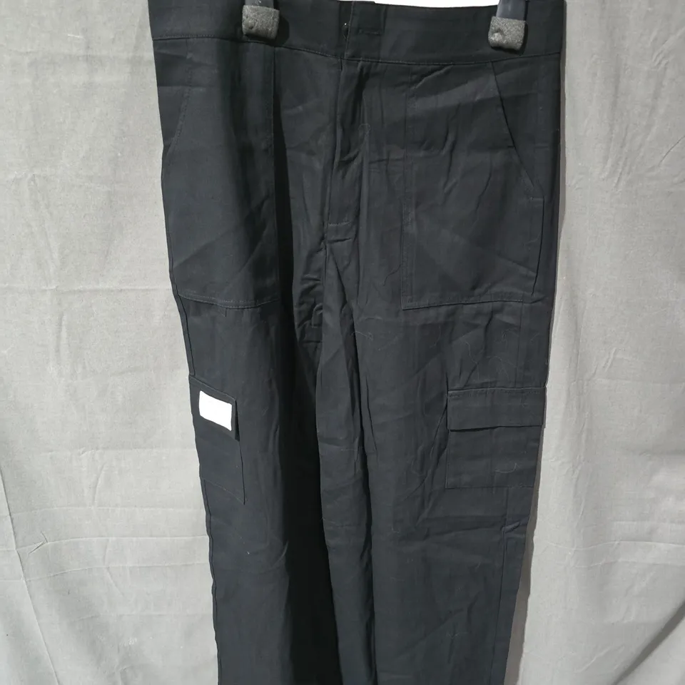 BOX OF APPROXIMATELY 25 CLOTHING ITEMS INCLUDING:BLACK DRESS PANTS, BLACK CARGOS AND FUR COAT