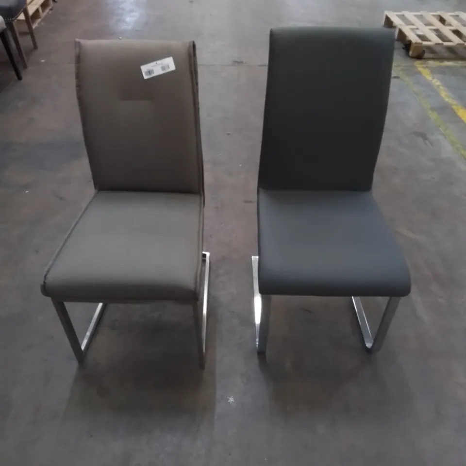 2 X ASSORTED MODERN DINING CHAIRS IN PU FAUX LEATHER EFFECT - COLOURS VARY