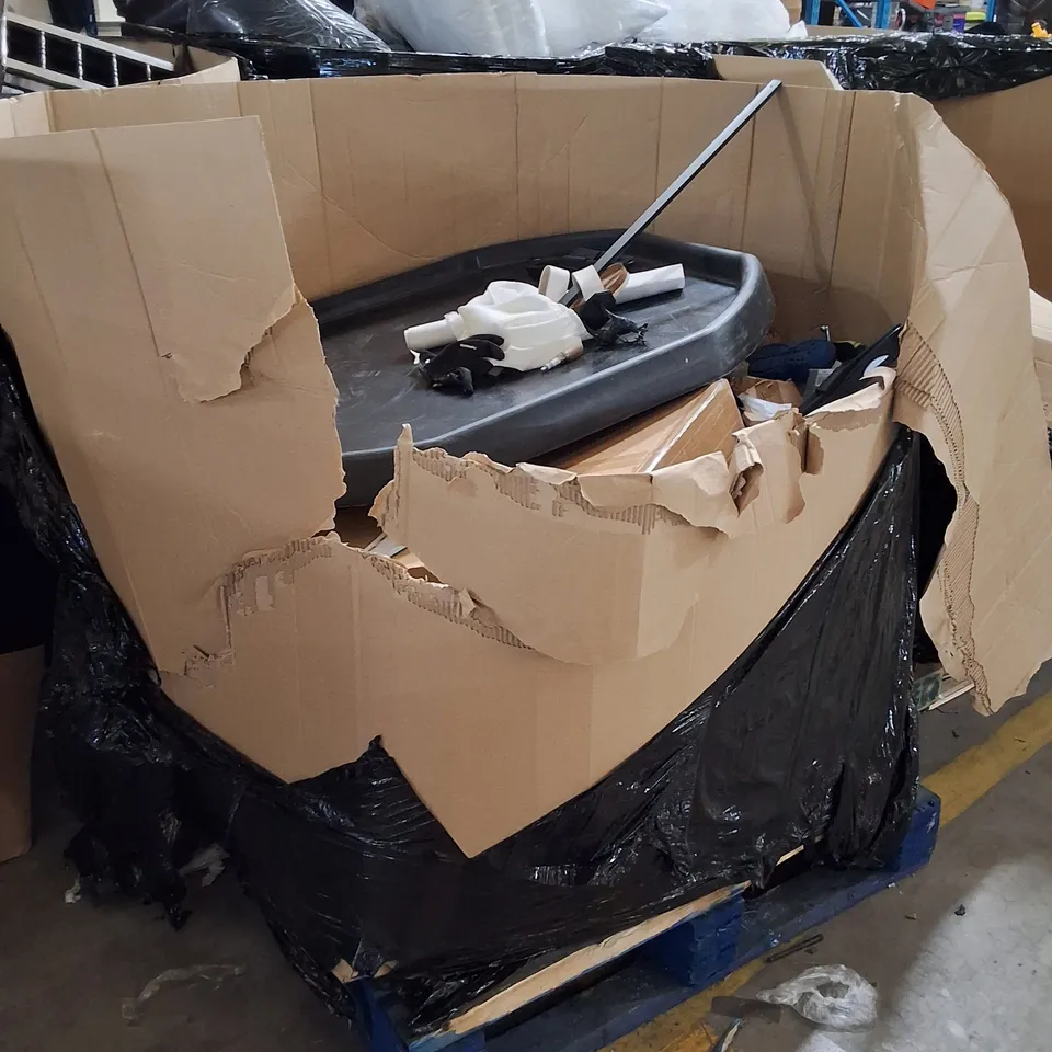 PALLET CONTAINING ASSORTED HOUSEHOLD PRODUCTS INCLUDING CLOTHING, A3 CRAFT PAPER & RESISTANCE BANDS