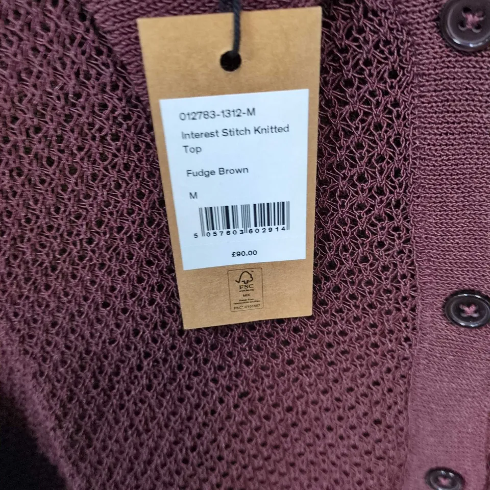 HUSH INTEREST STITCH KNITTED TOP – FUDGE BROWN – UK M