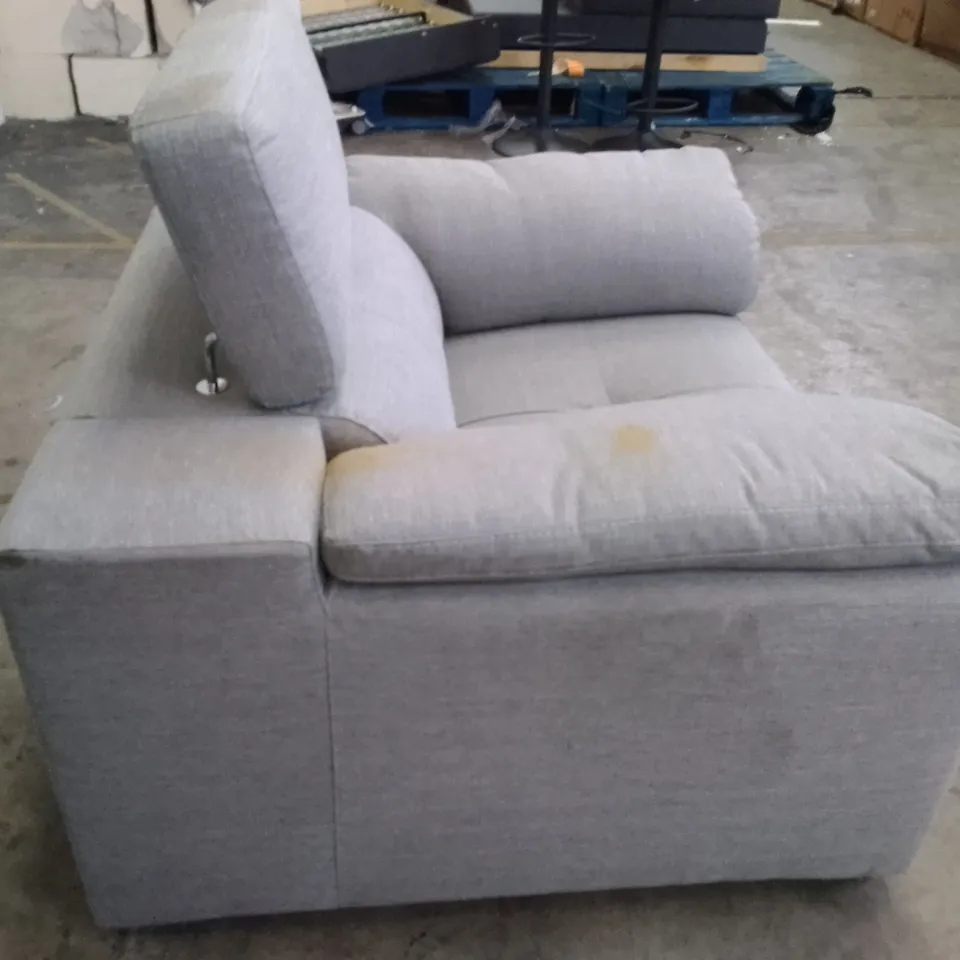 QUALITY DESIGNER ARMCHAIR WITH FOLDING HEADREST - GREY FABRIC 