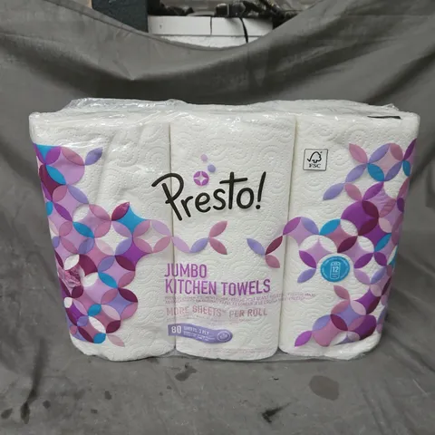 BOX CONTAINING APPROXIMATELY 18 Kitchen Towels – 80 Sheets per Roll, 3-Ply (Three-Roll Pack)