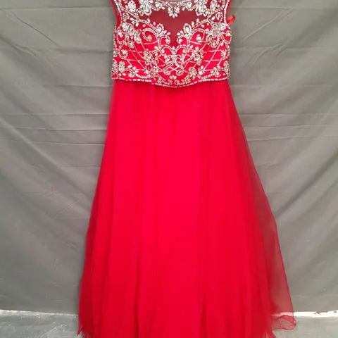 SIGNATURE COLLECTION EMBELLISHED SKIRT AND TOP SET IN RED - 0