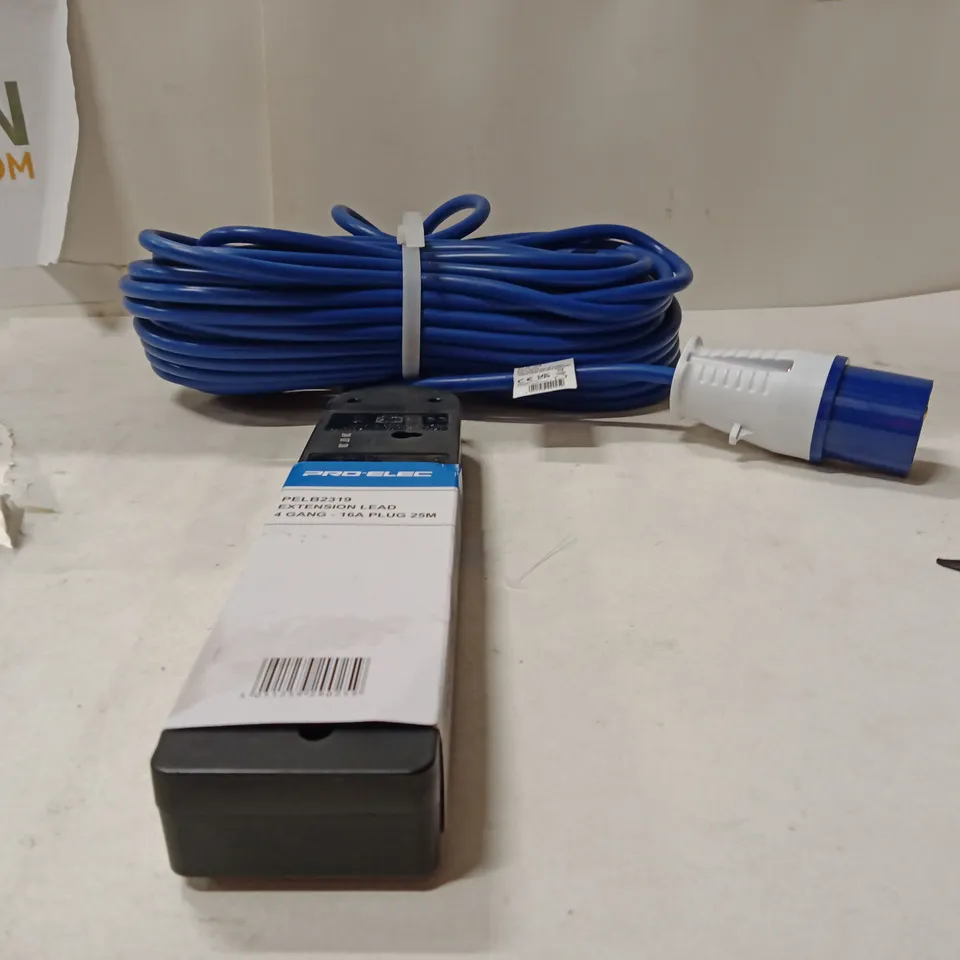PRO-ELEC EXTENSION LEAD 4-GANG 16A PLUG 25M