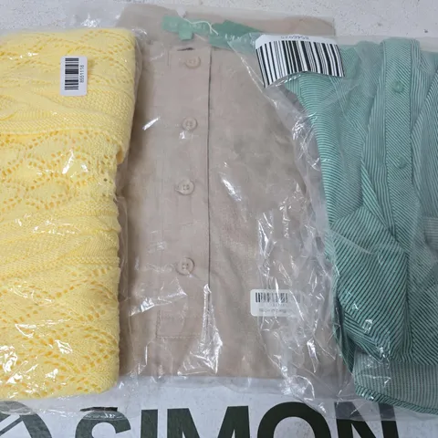 APPROX 20 ASSORTED ITEMS OF CLOTHING IN VARIOUS SIZES TO INCLUDE TOPS, JUMPERS, DRESSES, ETC