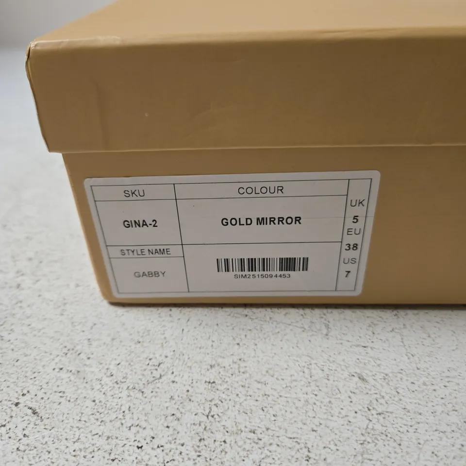 SIMMI LONDON GABBY GOLD MIRROR SANDALS – UK 5 (EU 38)