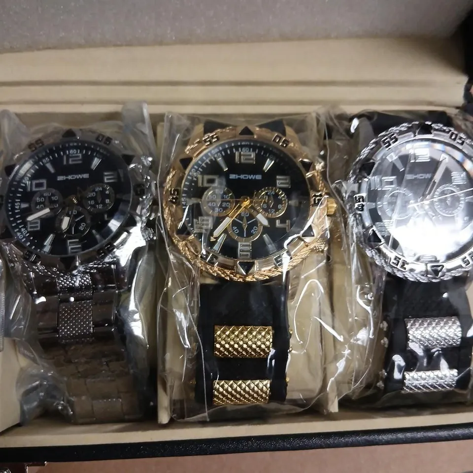 ZHOWE CHRONOGRAPH-STYLE WATCHES SET OF 6 – METAL BRACELET, ASSORTED COLOURS