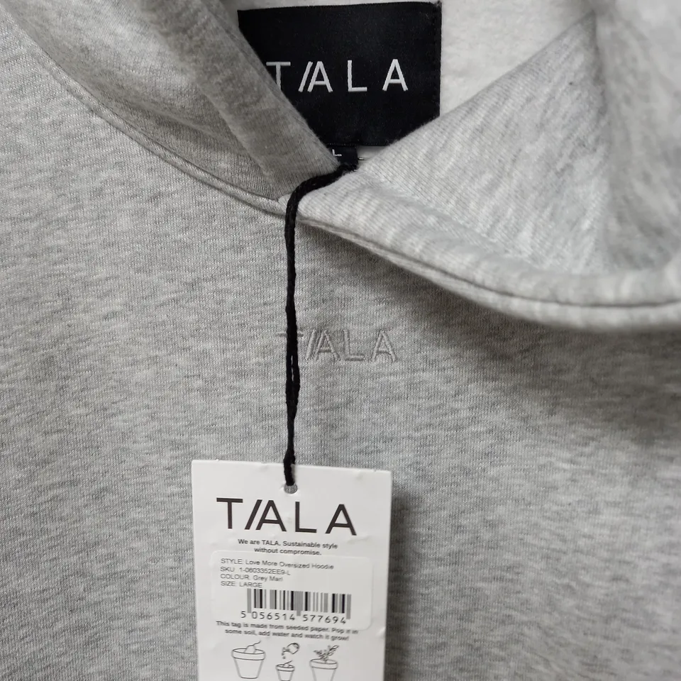 TALA LOVE MORE OVERSIZED HOODIE IN GREY - LARGE