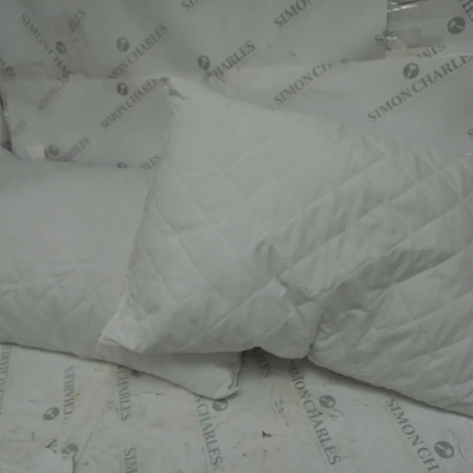 SET OF 2 CROSSHATCH DESIGN WHITE PILLOWS