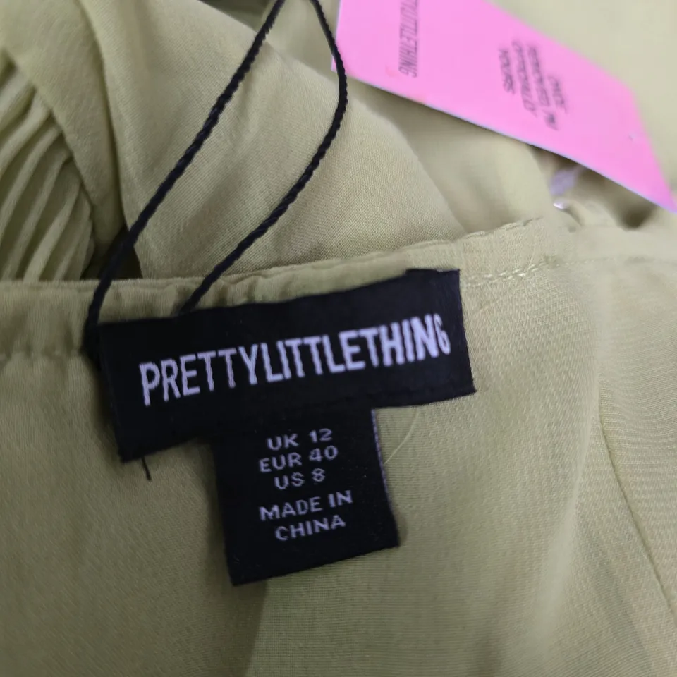PRETTYLITTLETHING NEON LIME MAXI DRESS – UK 12 (EU 40) SPAGHETTI STRAPS