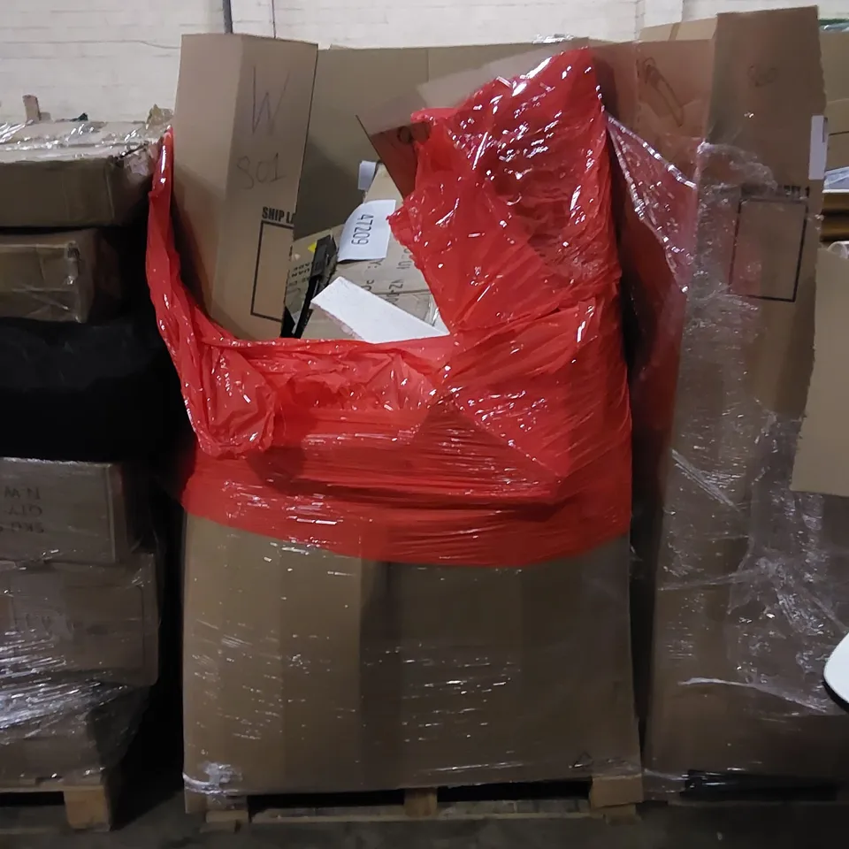 PALLET TO CONTAIN ASSORTED HOUSEHOLD ITEMS AND CONSUMER PRODUCTS. INCLUDING BOXED FURNITURE ETC 