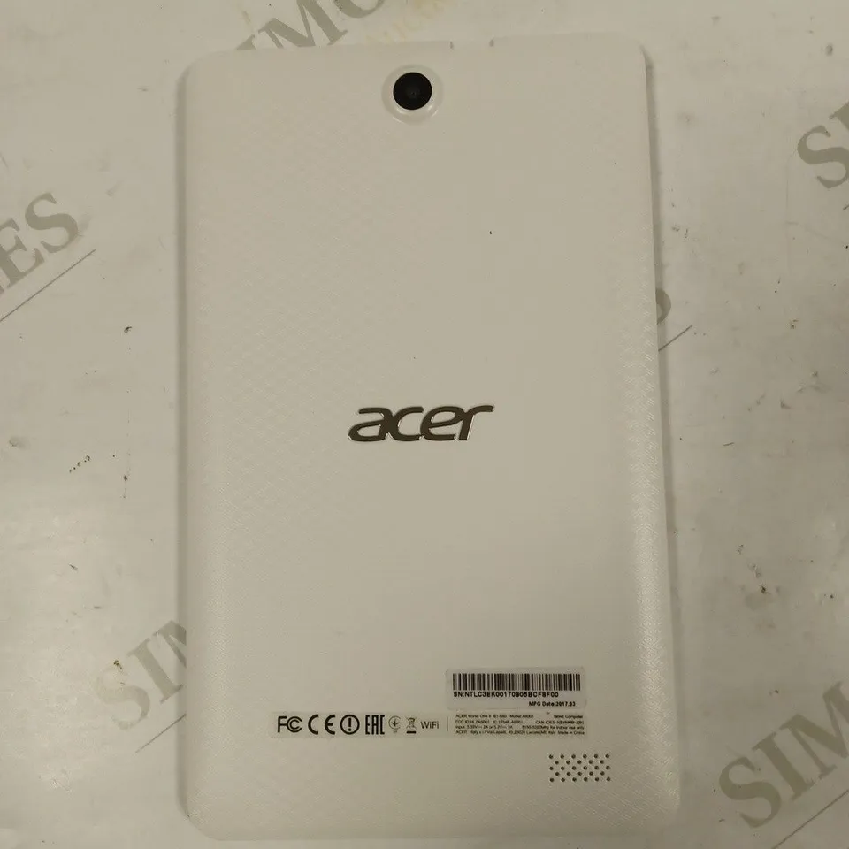 ACER ICONIA ONE 8 B1-850 TABLET WHITE // MODEL: A6001
