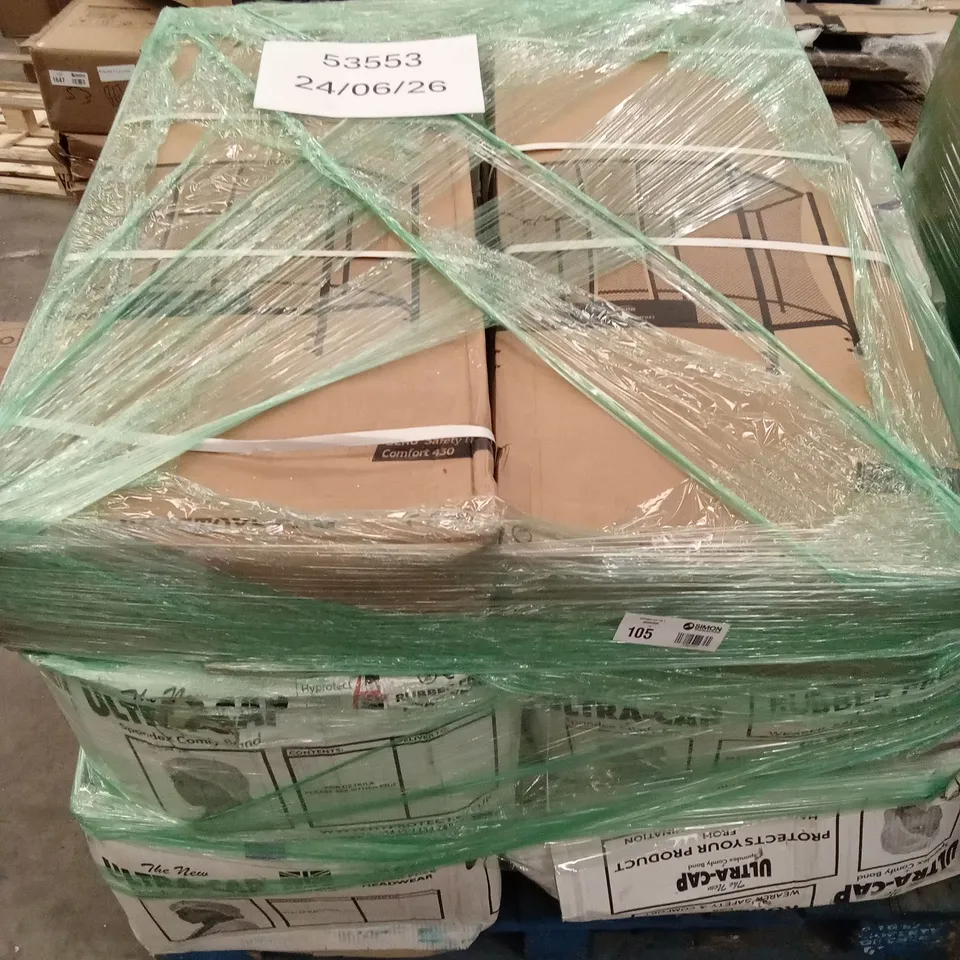 PALLET TO CONTAIN APPROXIMATELY 16,000 ULTRA-CAP HAIR NETS AND 2 X TRAMPOLINE SAFETY NETS