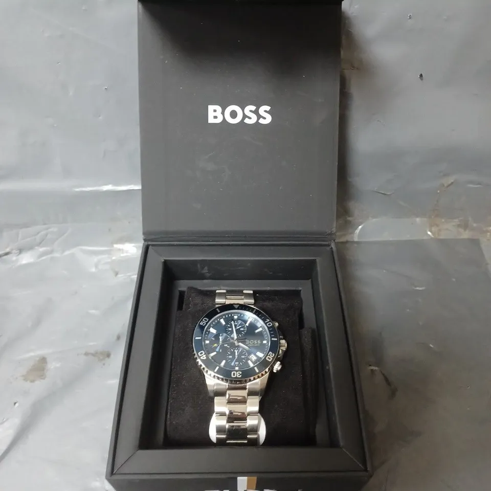 BOSS ADMIRAL BLUE CHRONOGRAPH STAINLESS STEEL WATCH WITH LINK FASTENING