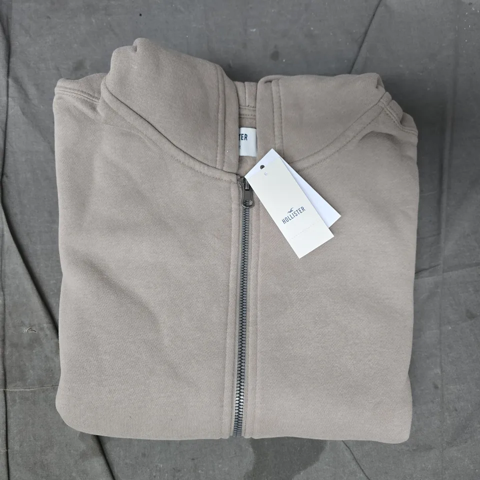 HOLLISTER ZIP-UP HOODY IN TAUPE SIZE SMALL