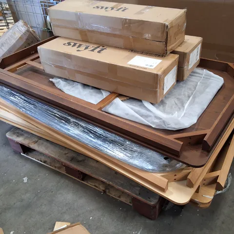 PALLET CONTAINING ASSORTED SWYFT DINING TABLE PARTS