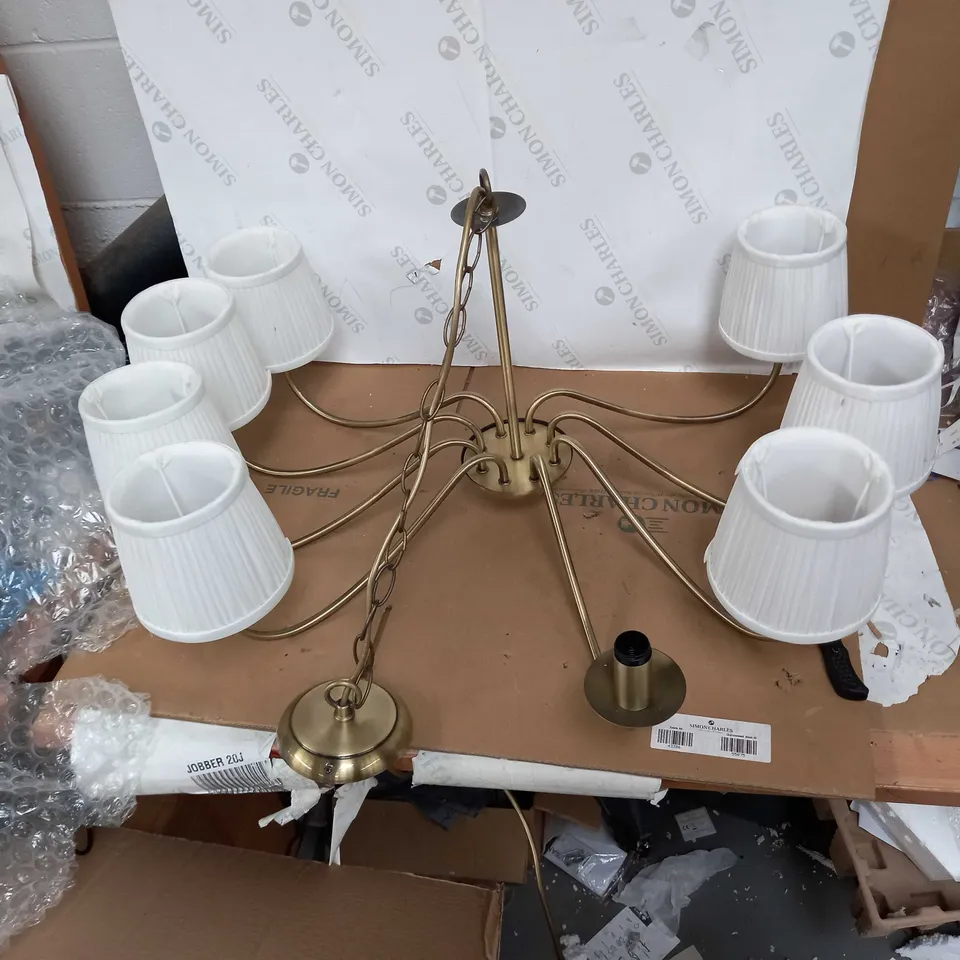 DESIGNER 8-LIGHT BRASS PENDANT FIXTURE 