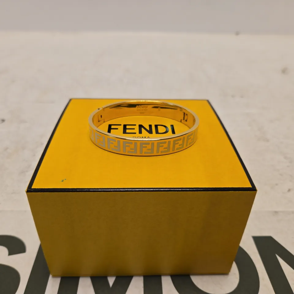 FENDI BRACELET – GOLD-TONE WITH FF PATTERN IN BOX