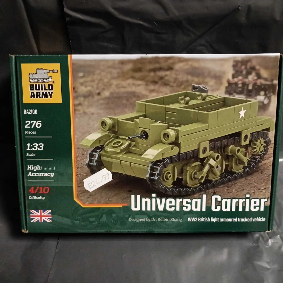 BUILD ARMY UNIVERSAL CARRIER 1:33 SCALE MODEL KIT, 276 PIECES